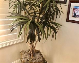 Silk tree in metal pot