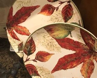 8 dinner and salad autumn leaves plates