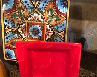 8 colorful dinner and salad plates