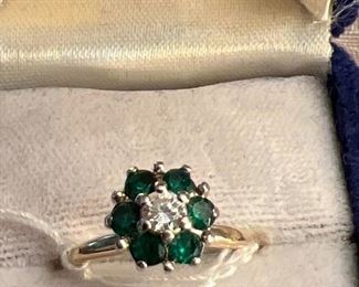14 K yellow gold emeralds and diamonds ring
#11