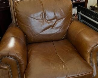 leather club chair with nail head trim