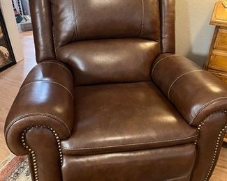 electric leather recliner, with nail head trim