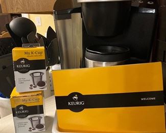 Keurig coffee brewer and accessories