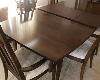 Mahogany Dining Room Table with One Leaf & Custom Pads