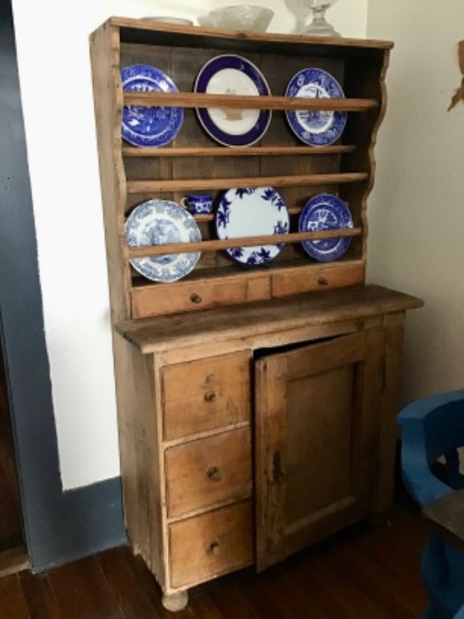 Antique Primitive Pine Hutch