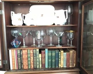 Antique TeaLeaf Ironstone, crystal stems, books