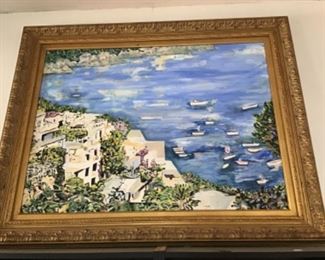 Large Italian Coast Painting