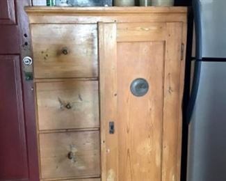 Antique Pine Kitchen Pantry / Pie Safe