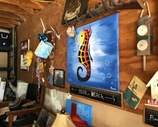 Seahorse oil painting, not sure what else