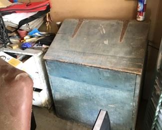 Nice antique blue primitive wood box