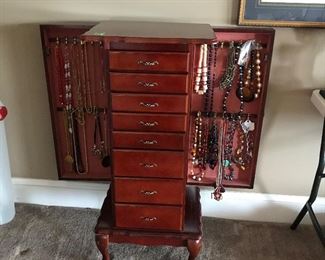 Jewelry chest with costume jewelry 