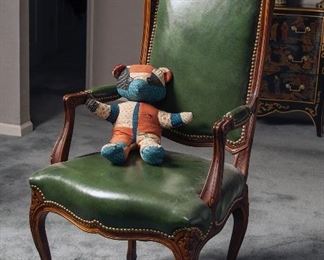 Leather french provincial armchair