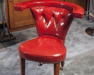 Red leather cockfighting chair, Edward Wormley attribution
