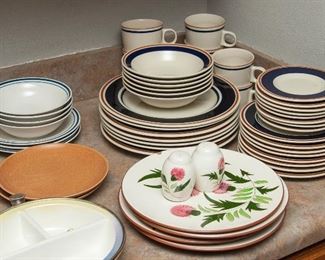 Stangl china in foreground, Japanese stoneware