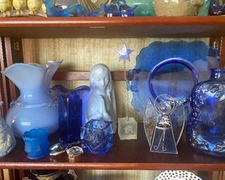 Blue glass collectibles