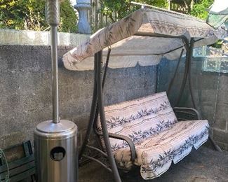 Bench swing and patio heater