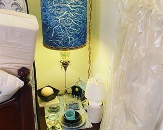 Vintage crushed velvet swag lamp