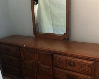 Mid century dresser with matching headboard and gentleman’s chest
