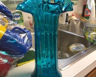 Beautifully ruffled glass vase