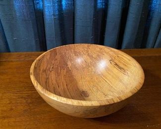 Hand turned wooden bowl, signed