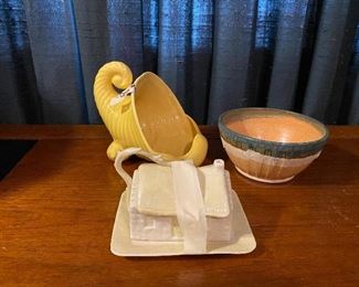 a beleekcotttage cheese piece, Camark, and another nice piece of pottery
