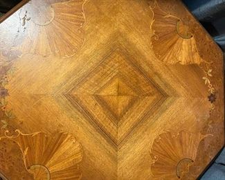 Another view of the antique Italian inlay occasional table