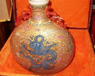 14"  Qialong Marked Colour Enamel Porcelian