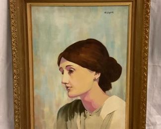 INV #18: Moses Soyer signed painting, Woman with Red Earring oil on canvas, H 23.5" x W 17.5"