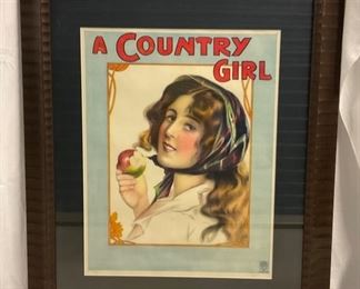 INV #14: "A Country Girl" Theatre poster, C. 1902, H 24" x W 19"
