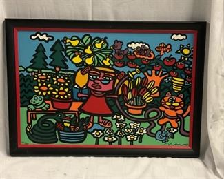 INV #8: Original Marco Pop Art "Moms Garden"  serigraph print on canvas, signed and numbered limited edition,  H 17.7" x W 26"