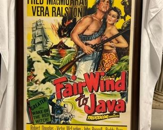 INV #4: "A Fair Wind to Java" Movie Poster, C. 1953, H 40" x W 26" 