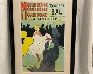 INV #6: "Moulin Rouge" art poster H. Lautrec, H 27" x W 17"