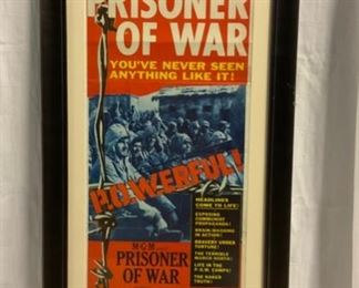INV #7: "Prisoner of War" Movie poster C. 1954, H 35" x W 13.25"