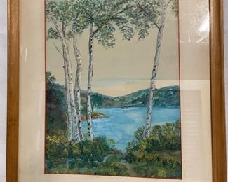 INV #49: Lillian Winters birch tree scene, H 17" x W 12"