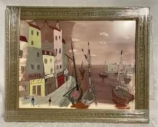 INV 51: Charles Levier "Harbor Scene & Seascape" C. 1950s, H 20" x W 25",  with certificate of authenticity 