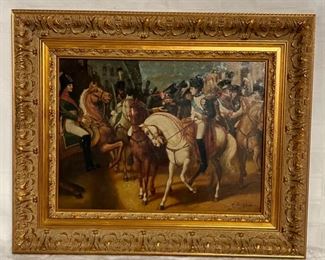 INV #53: N. Henry Bingham, Napoleon historical scene oil painting, H 11" x W 15"