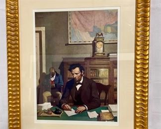 INV #55: N.C. Wyeth calendar page of Lincoln at desk, H 13" x W 10"