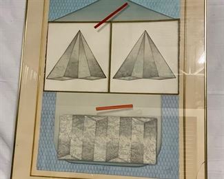 INV #58: Luis Mazorra "Trifocal iii" abstract mixed media artwork, H 30" x W 22"