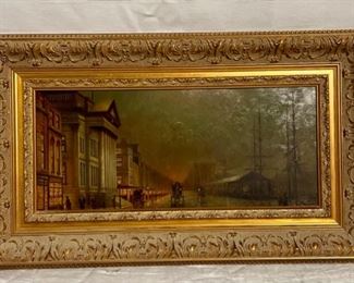 INV #65: Victorian dock landscape scene, artist unknown, H 7" x W 17"