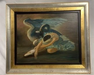 INV #74: Moses Soyer painting Ballerina with Swan, H 23" x W 29"