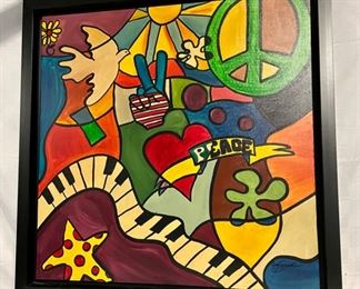 INV # 82: Gino Savarino "Peace Again" original painting, H 36" x W 36"
