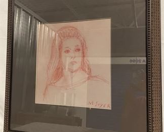 INV #100: M. Soyer red sketch of woman, H 13" x W 12"