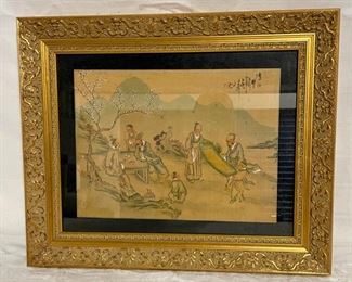 INV #106: Asian wise men folding blanket, H 10" x W 14"