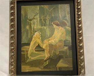 INV #111: Artist unknown, Dancers preparing for show, H 25" x W 19"