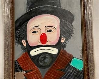 INV #118: Ed Zarro "Sad Clown" painting, H 19" x W 15"