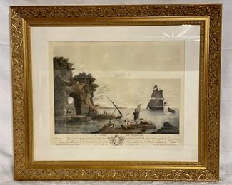 INV #126: French Le Choix du Poisson lithograph, Joseph Vernet H 13.5" x W 17.5"