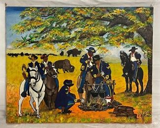 INV #103: Maurice Cook original painting, "10th Cavalry", H 16" x W 20"