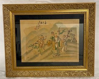 INV #105: Asian wise man with students scene, H 10" x W 13.5"