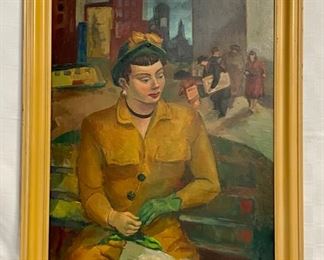 INV #157: Landis Williams painting "Girl with Green Gloves", H 30" x W 22"
