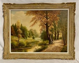INV #160: W. Beilich painting of landscape path, H 23" x W 31"